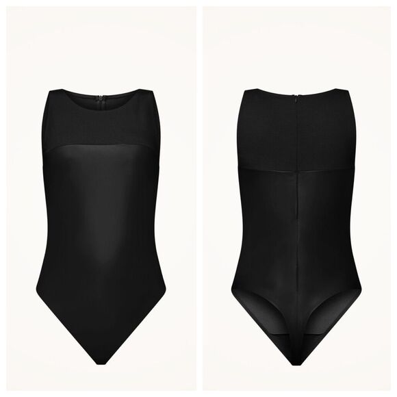 NWT Wolford Eco Vegan Faux Leather Sleeveless Thong Bodysuit in Black 36 (US 4) - Picture 5 of 16